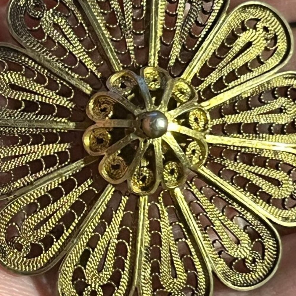 vintage gilded sterling silver brooch
